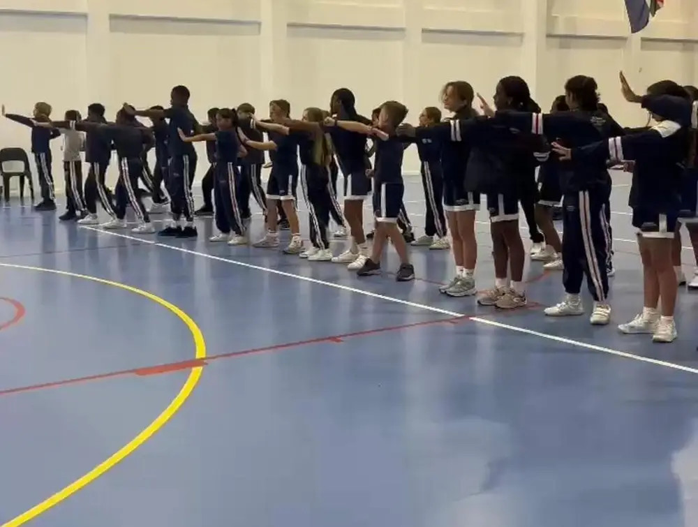 School self defence workshop in a hall