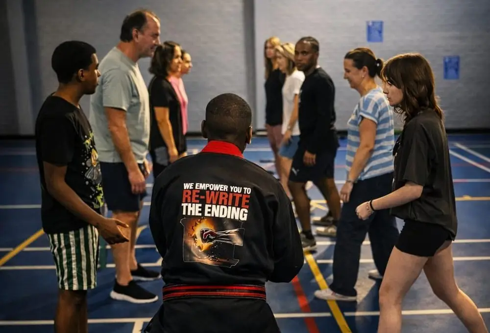 Eugene coaching a self defence workshop