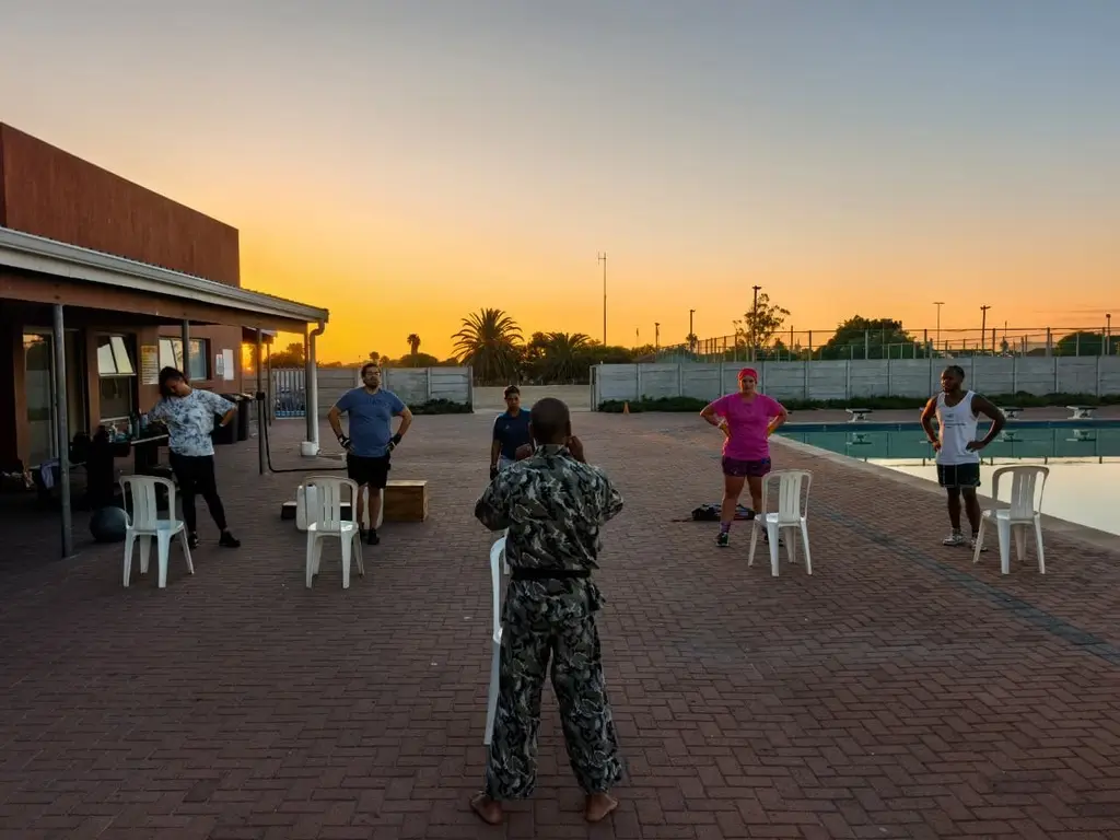 Evening session outdoors at sunset